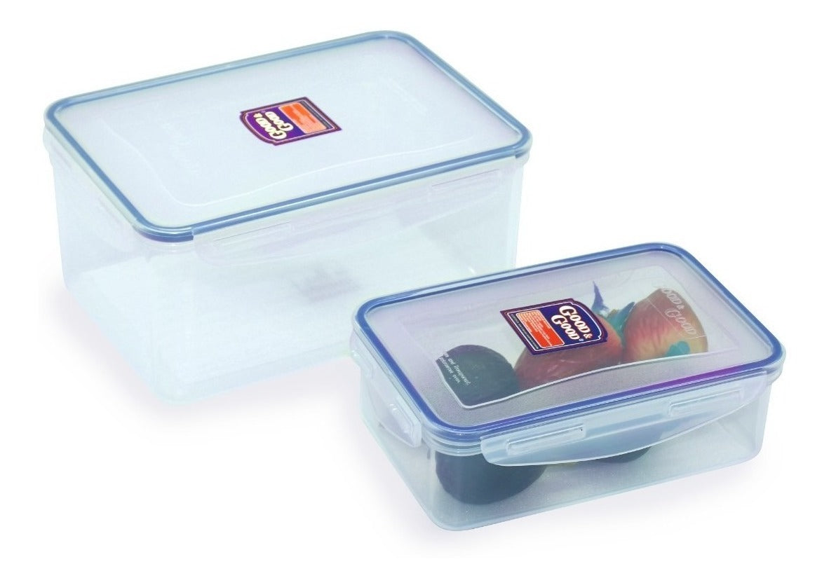 Set 2 Toppers De Plástico Tapa Hermetica De 1.1 L Y 3 L