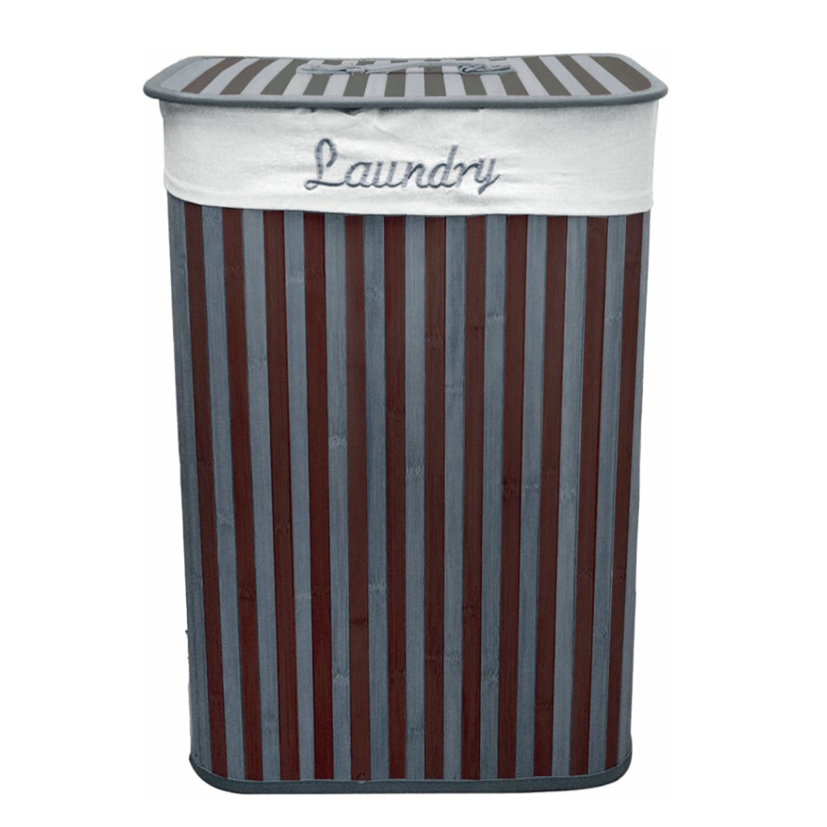 Cesto de bambú con interior de tela y tapa