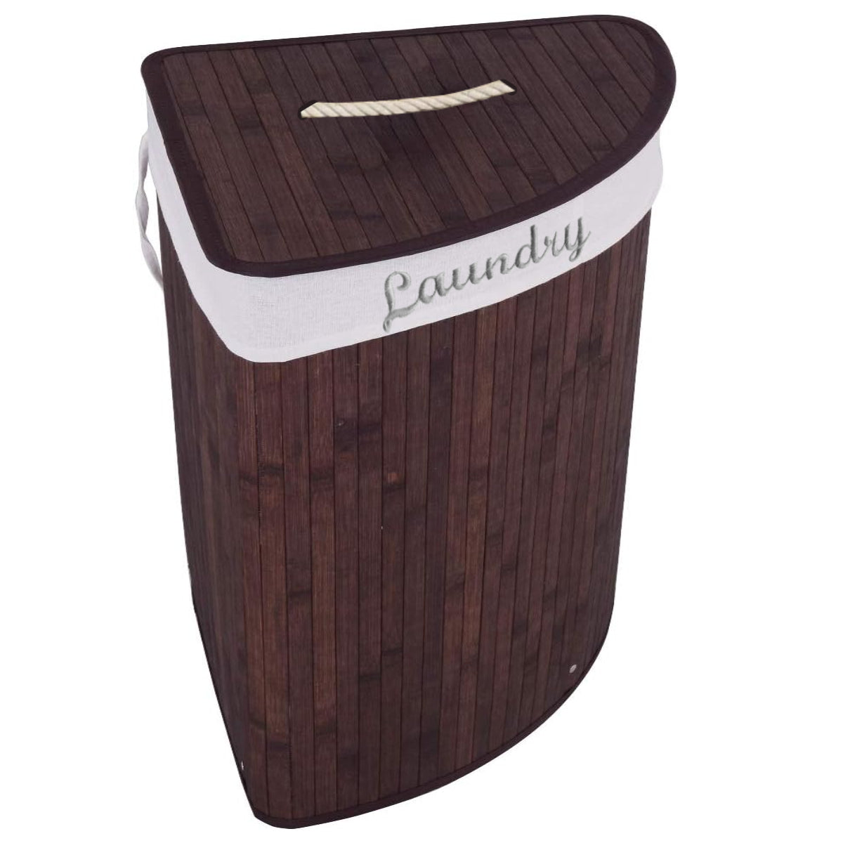 Cesto de bambú con interior de tela y tapa