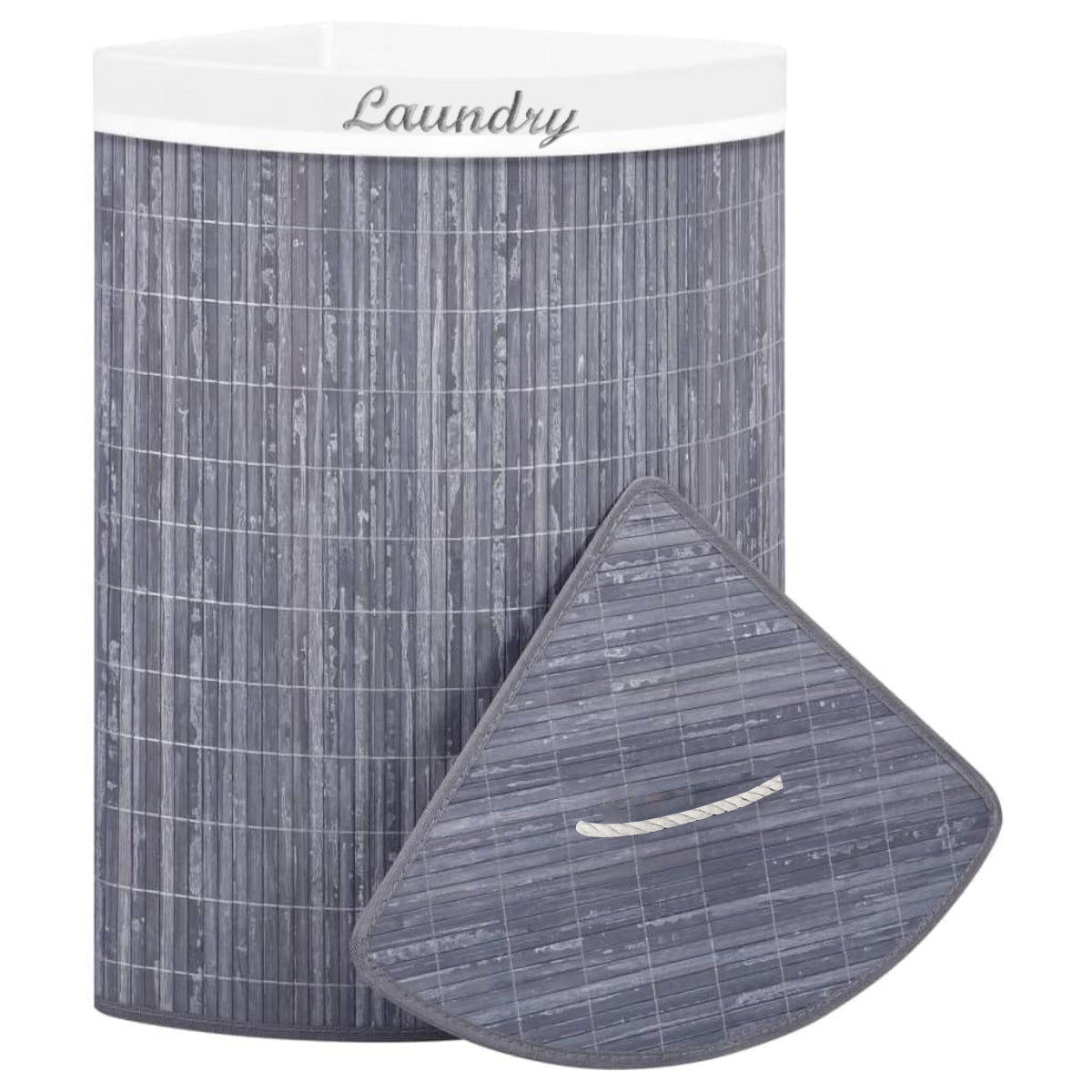 Cesto de bambú con interior de tela y tapa