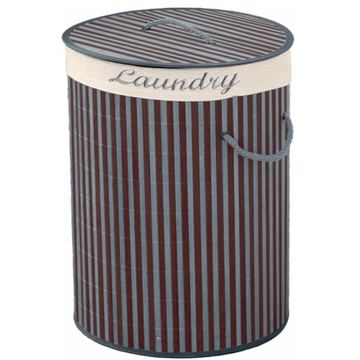 Cesto de bambú con interior de tela y tapa