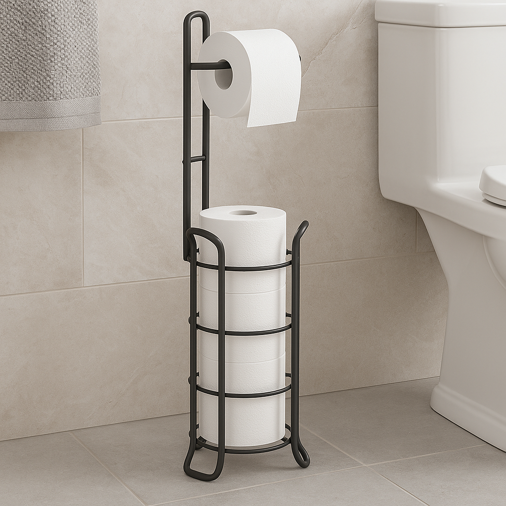 Porta rollos y dispensador de papel higiénico