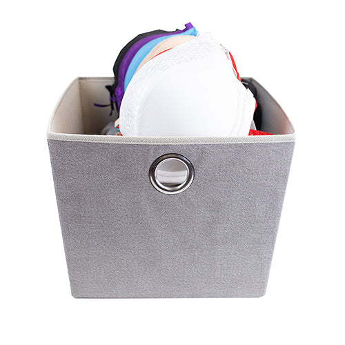 Canasta grande de yute con asas de ojal color gris