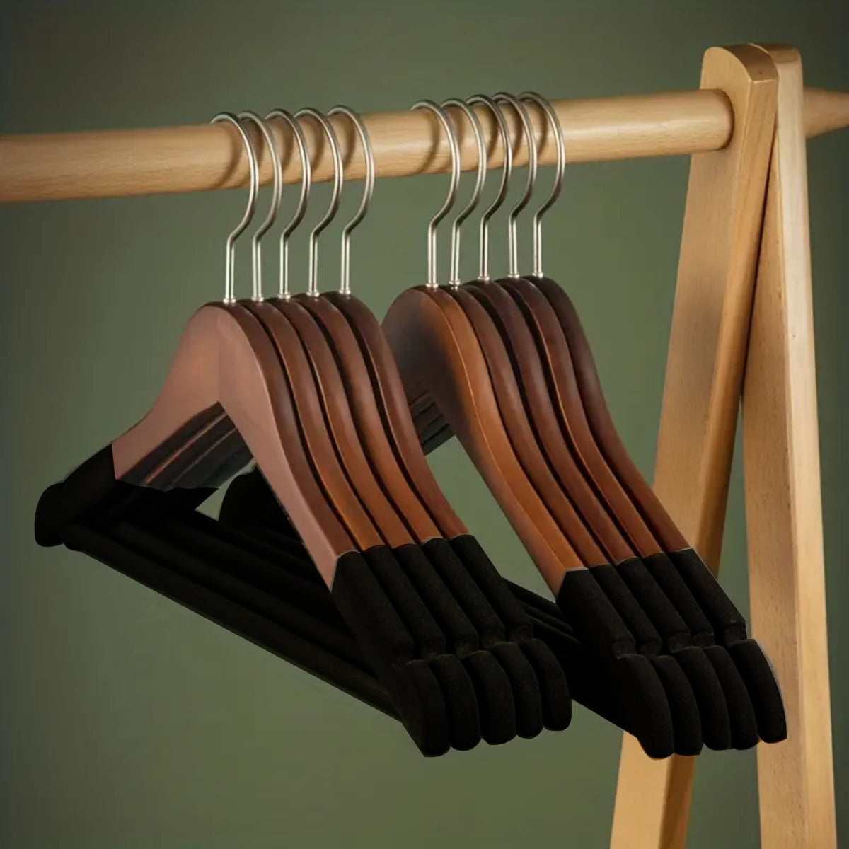 Set de 5 ganchos terciopelo con madera