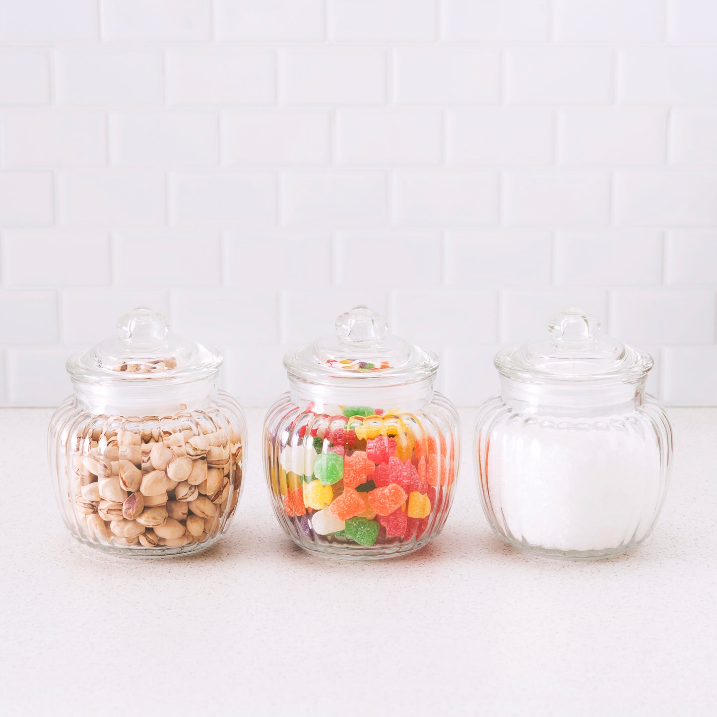 Set de 3 frascos de vidrio con tapa hermética 500 ml