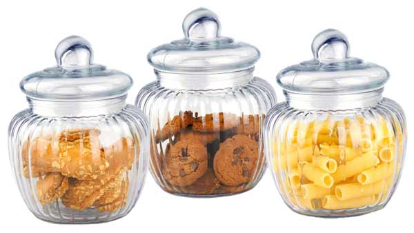Set de 3 frascos de vidrio con tapa hermética 500 ml