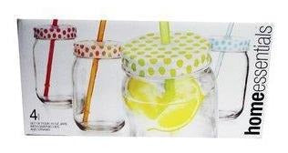 Mason Jars, Set 4 Tarros Mason Jars Con Tapa Decorada Y Popo