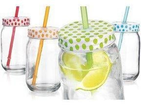 Mason Jars, Set 4 Tarros Mason Jars Con Tapa Decorada Y Popo