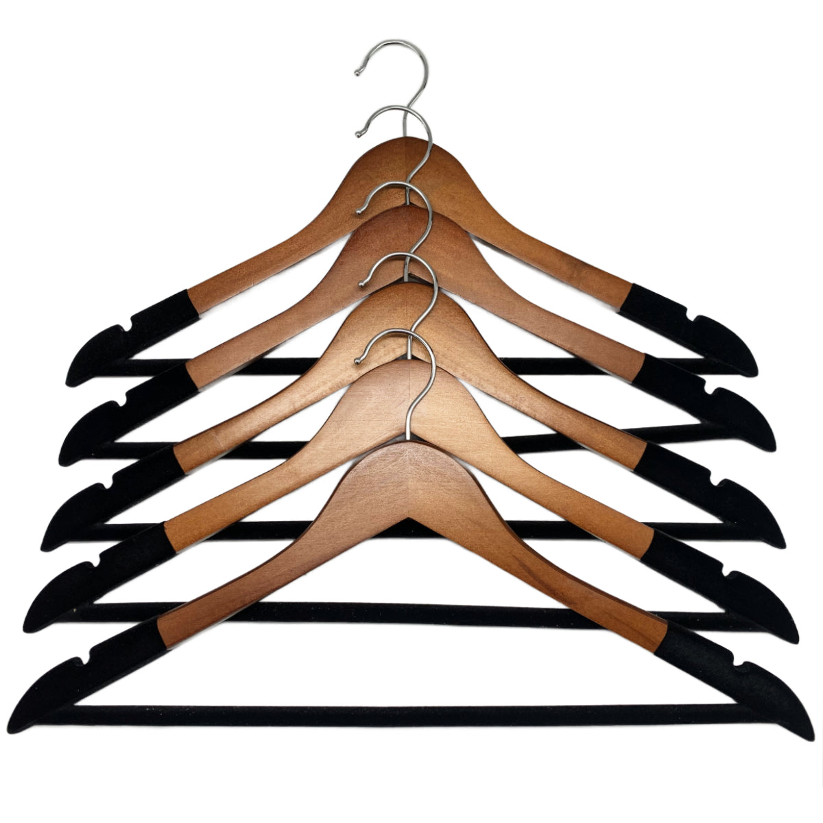Set de 5 ganchos terciopelo con madera