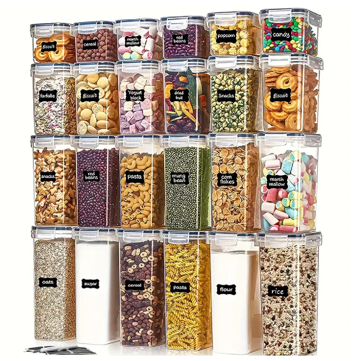 Juego de 24 recipientes con tapa hermética y pizarra