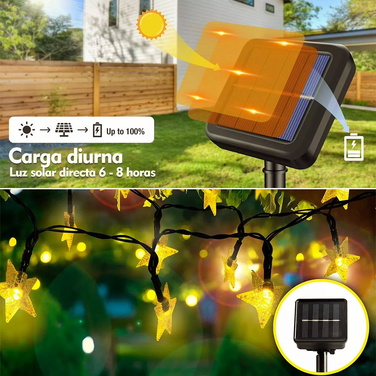 Luces Solares Led Decoració Led estrella y esfera