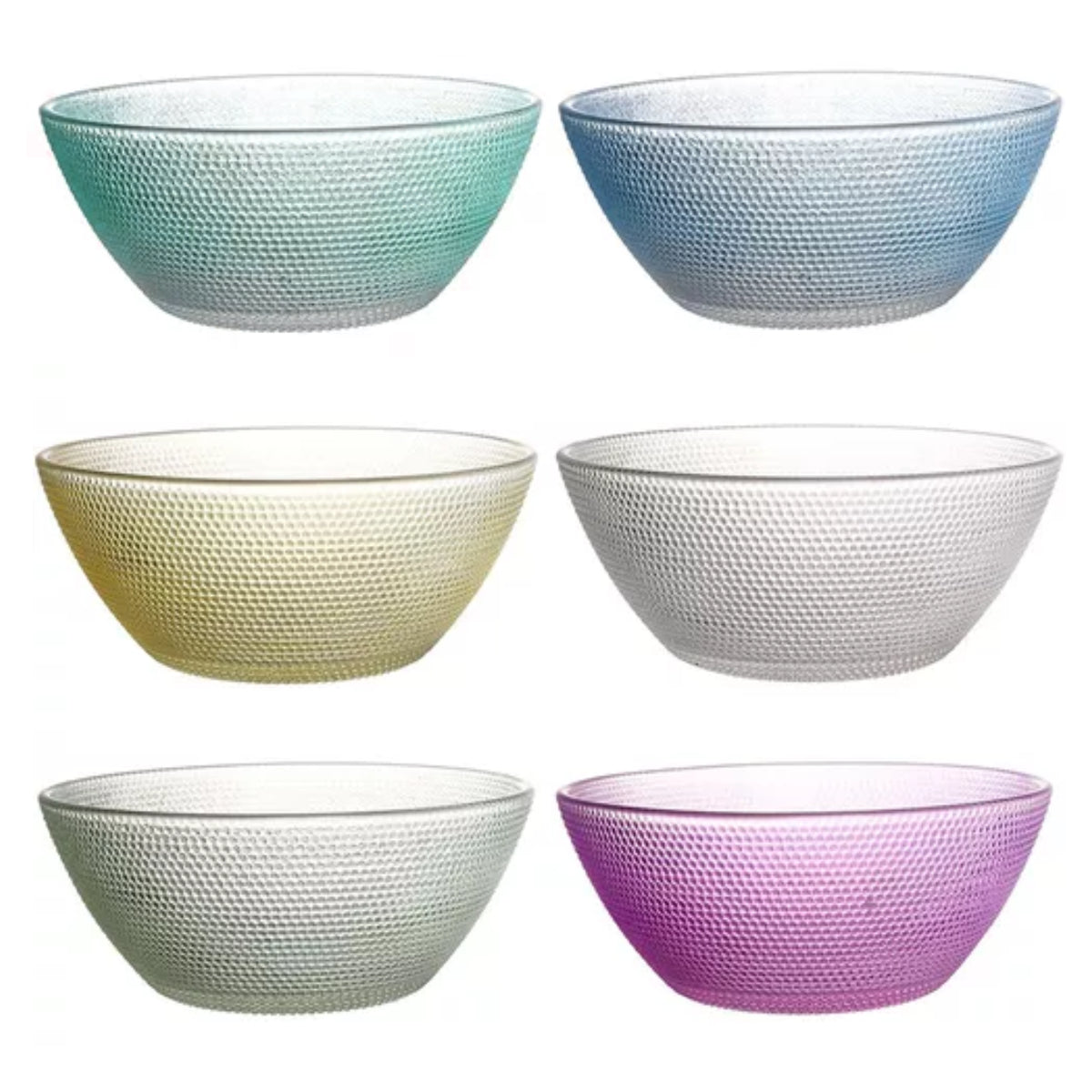 Juego de tazones de vidrio de 6 piezas de 250 ml cada uno