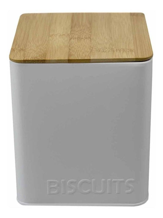 Recipiente MetÃ¡lico  Biscuits  Blanco Med.14x14x16cm, Hds
