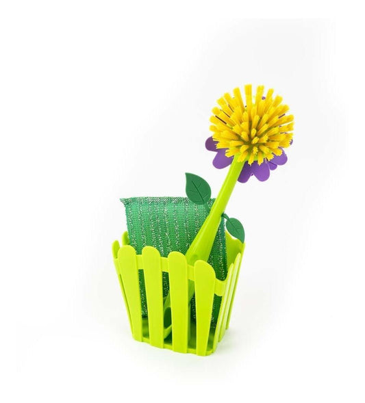 Cepillo De Flor Con Esponja Y Canasta Para Cocina