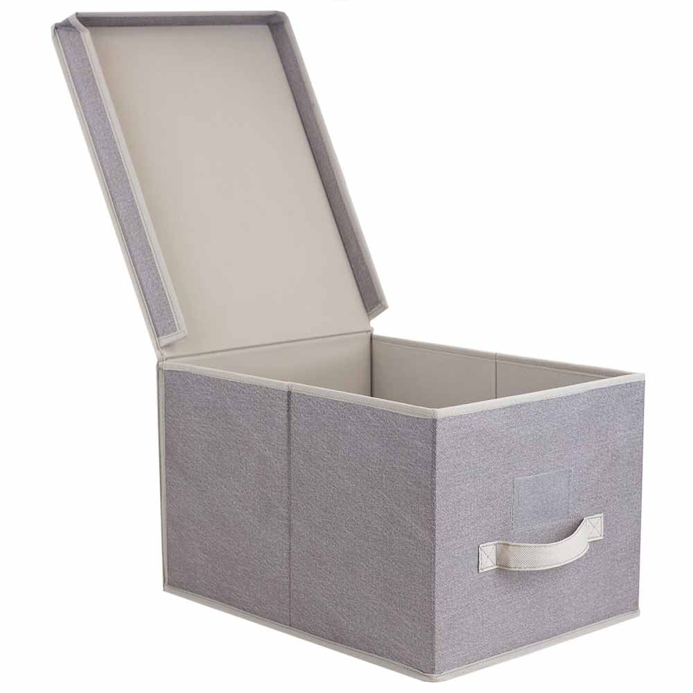 Caja mediana de almacenamiento con ventana color gris