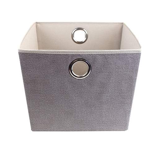 Canasta grande de yute con asas de ojal color gris