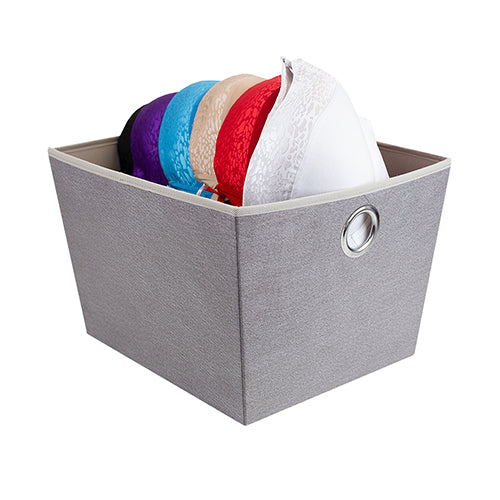Canasta grande de yute con asas de ojal color gris