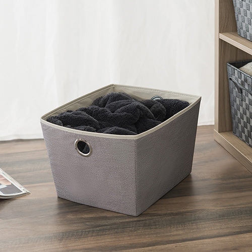 Canasta grande de yute con asas de ojal color gris