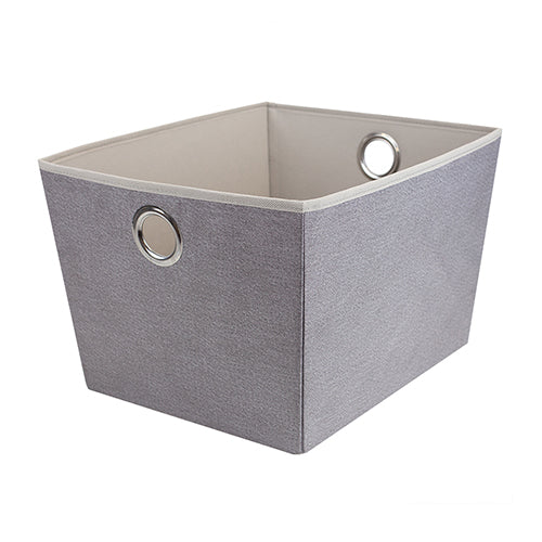 Canasta grande de yute con asas de ojal color gris