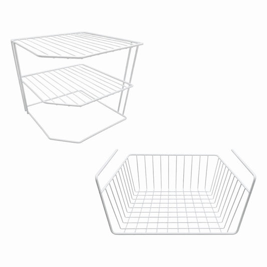 Juego De Organizadores Para Alacena Y Cocina | Estante Esquinero De 3 Niveles Y Canasta Colgante De Hierro