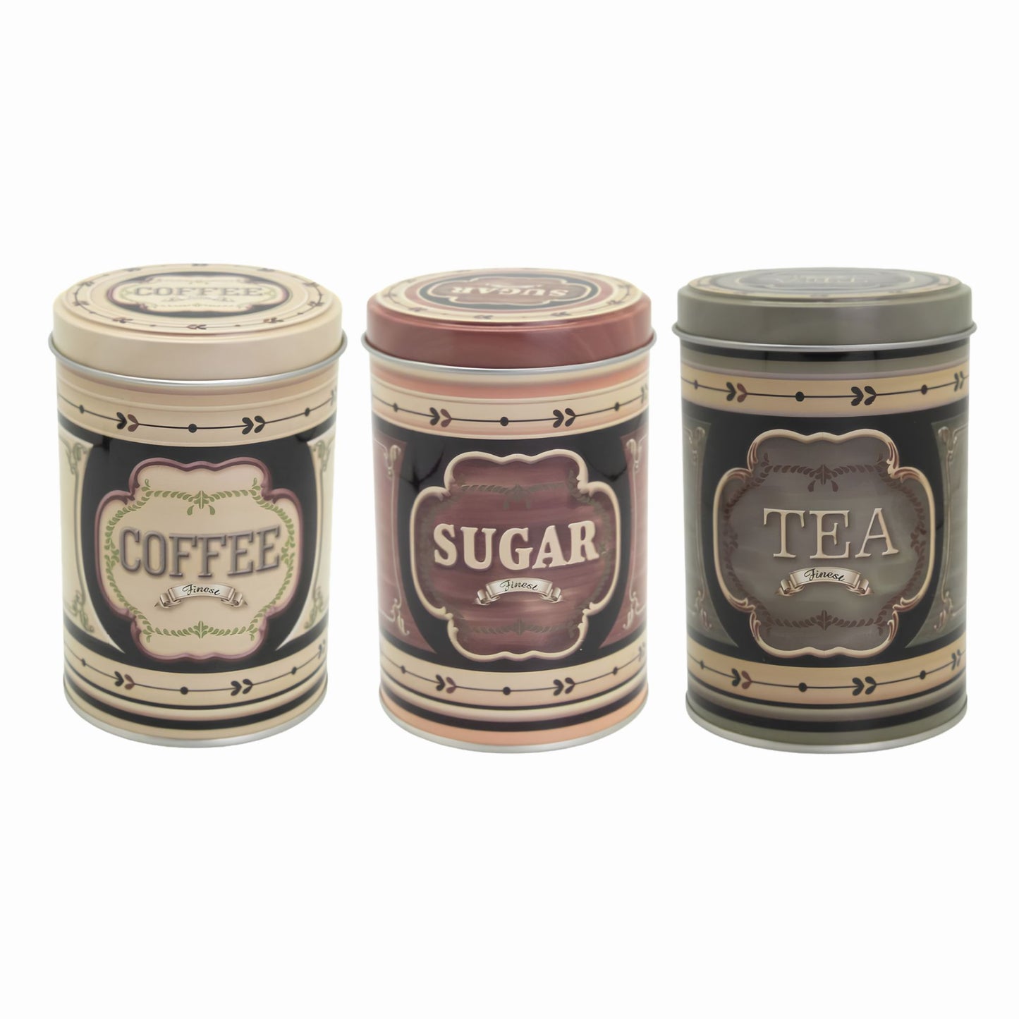 Juego De 3 Latas De Latón Vintage Para Café, Té Y Azúcar