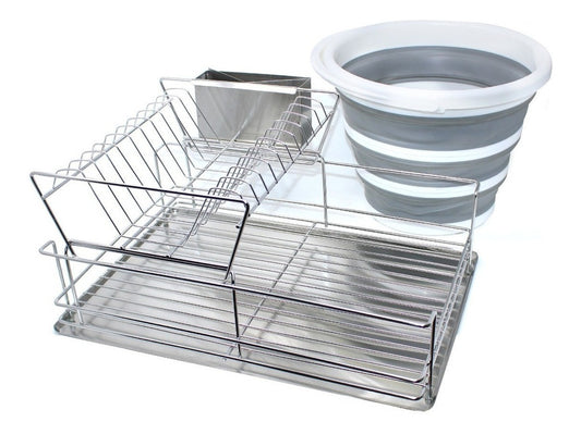 Set De Escurridor Trastes Platos Y Cubeta Plegable Silicon