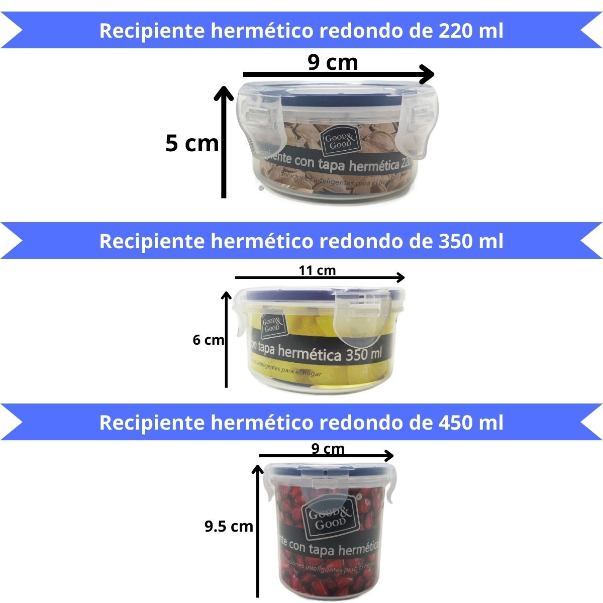 Juego de 6 recipientes herméticos libres de BPA Meal Prep
