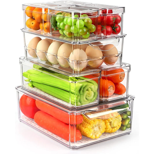 Juego de 8 Organizadores con tapa de plastico