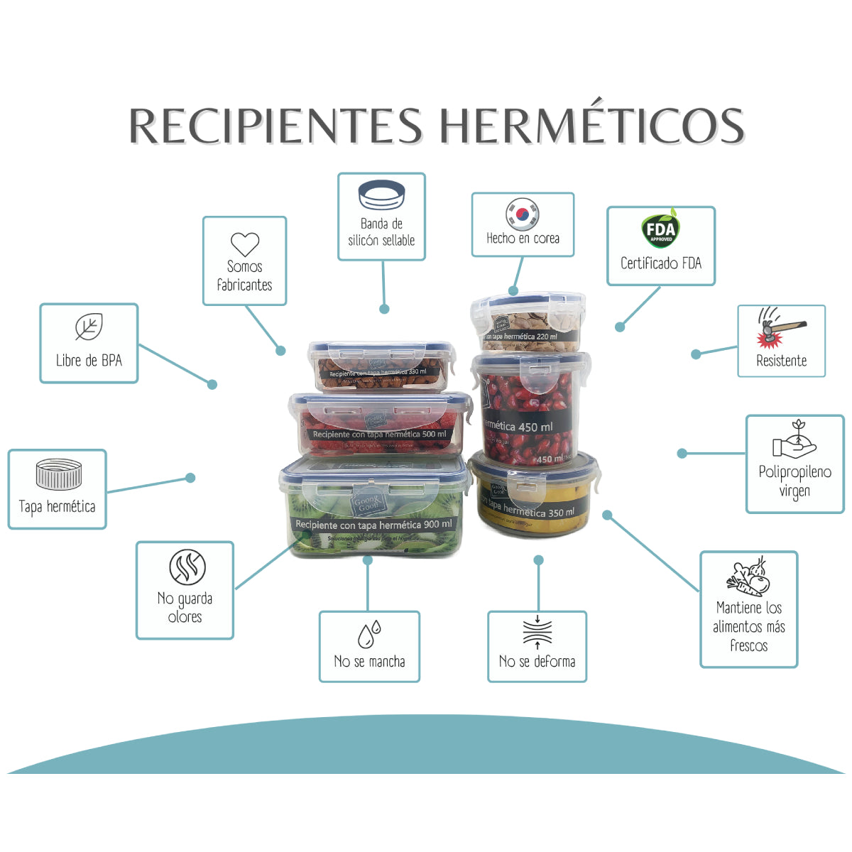 Juego de 6 recipientes herméticos libres de BPA Meal Prep