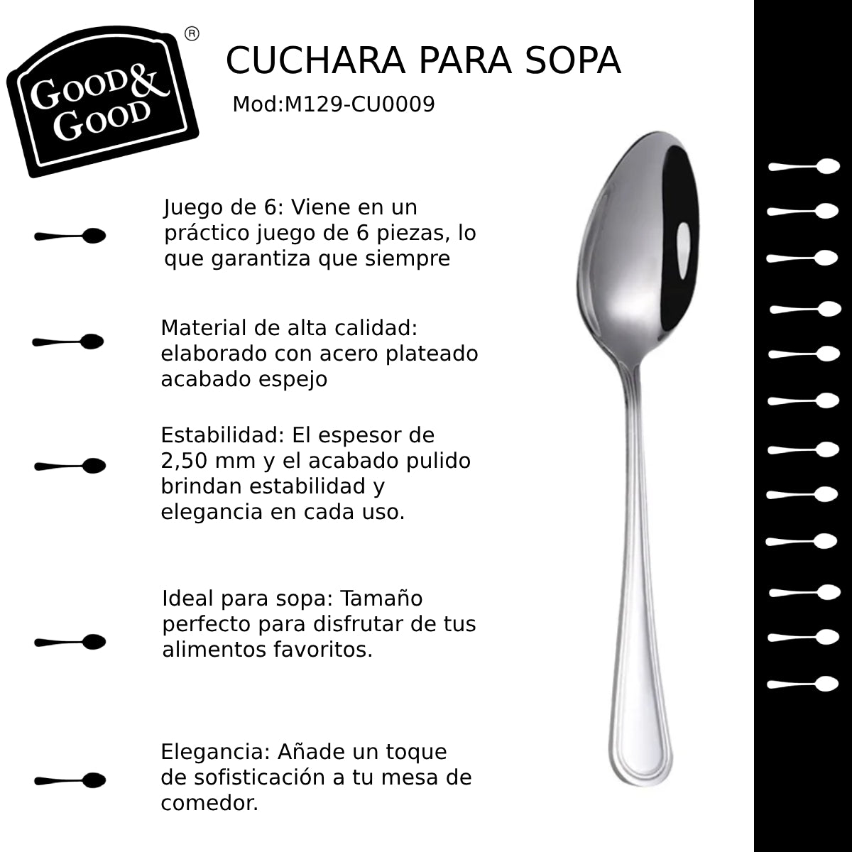 Juego de 6 cucharas Versalles para Sopa