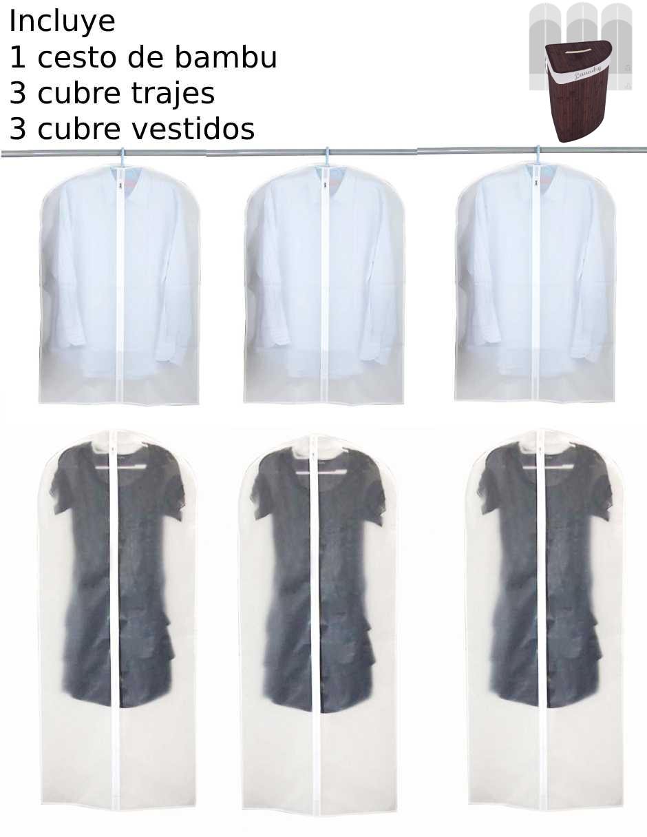 Cesto para ropa Good & Good con porta trajes y porta vestidos de bambú