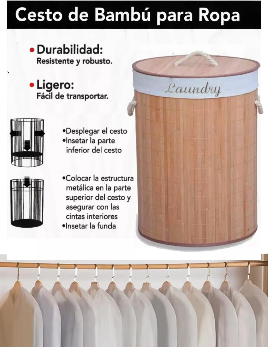 Set cesto para ropa Good & Good de bambú