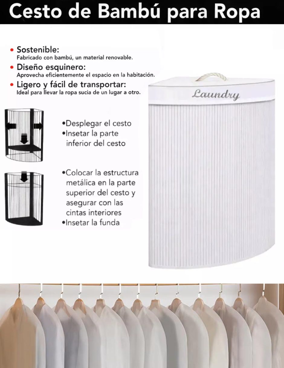 Set cesto para ropa Good & Good de bambú